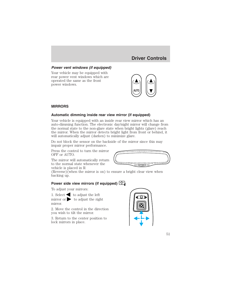 Driver controls | FORD 2003 Windstar v.1 User Manual | Page 51 / 240