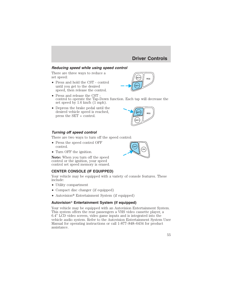 Driver controls | FORD 2003 Windstar v.1 User Manual | Page 55 / 240