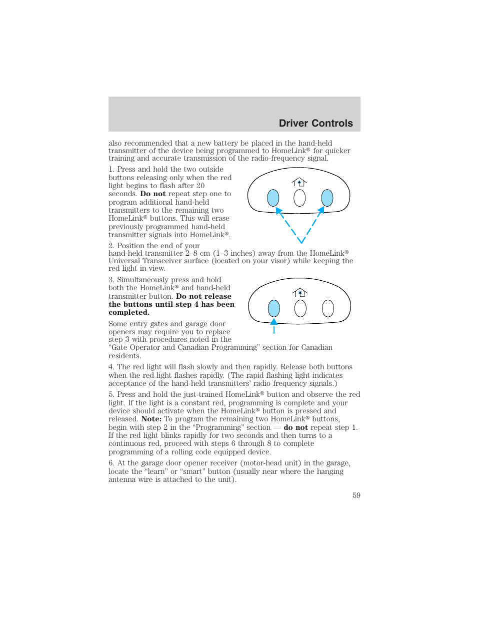 Driver controls | FORD 2003 Windstar v.1 User Manual | Page 59 / 240