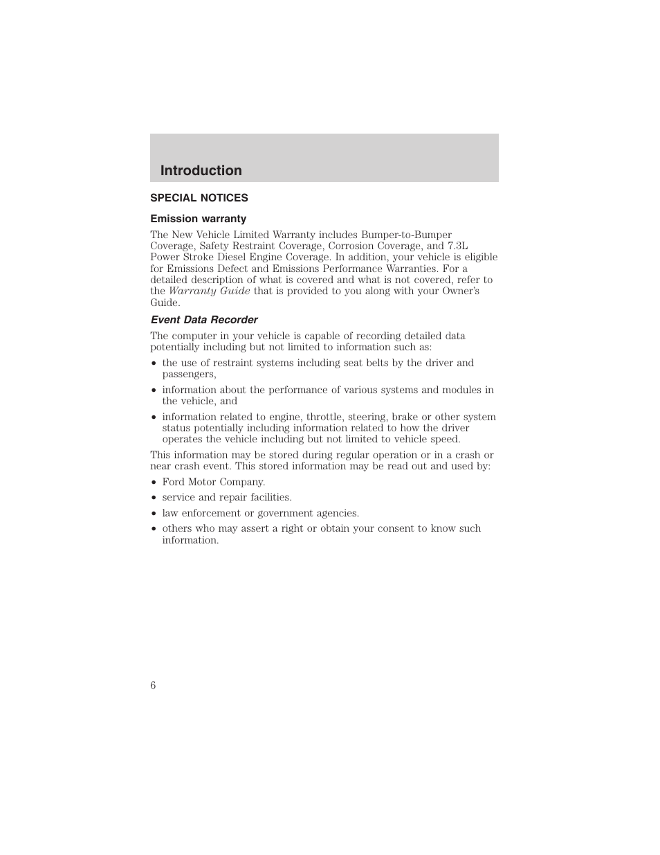 Introduction | FORD 2003 Windstar v.1 User Manual | Page 6 / 240
