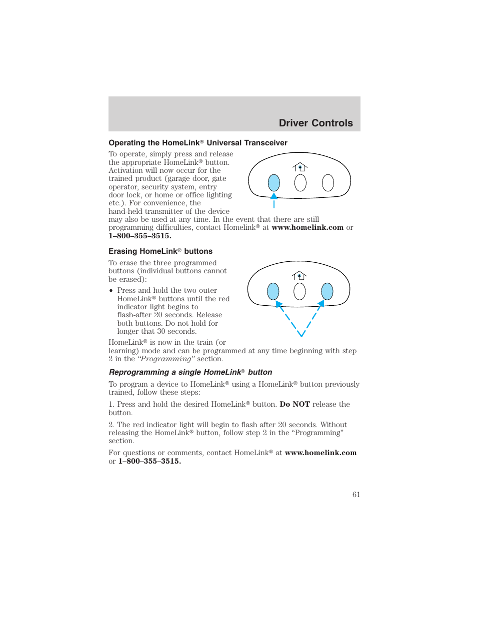 Driver controls | FORD 2003 Windstar v.1 User Manual | Page 61 / 240