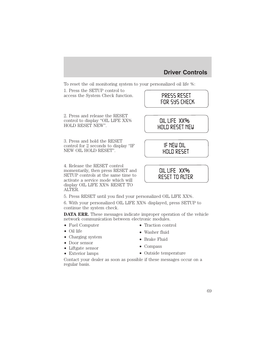 Driver controls | FORD 2003 Windstar v.1 User Manual | Page 69 / 240