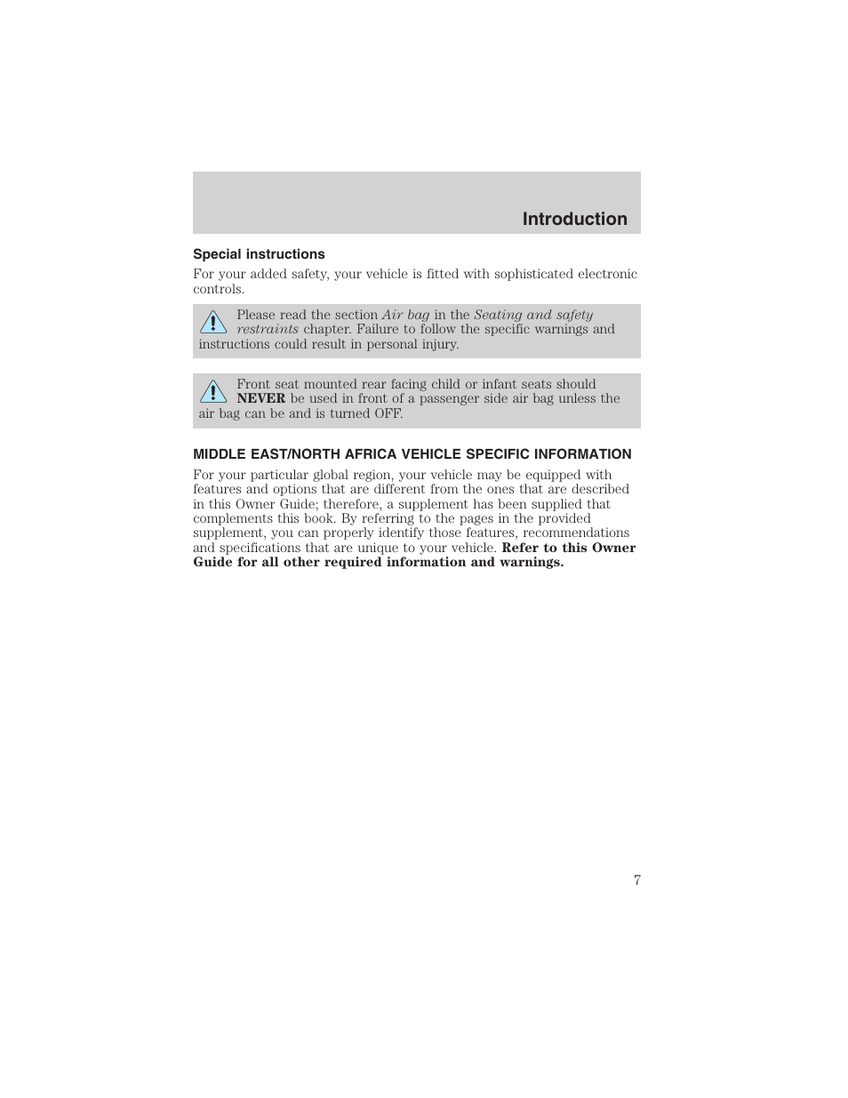 Introduction | FORD 2003 Windstar v.1 User Manual | Page 7 / 240