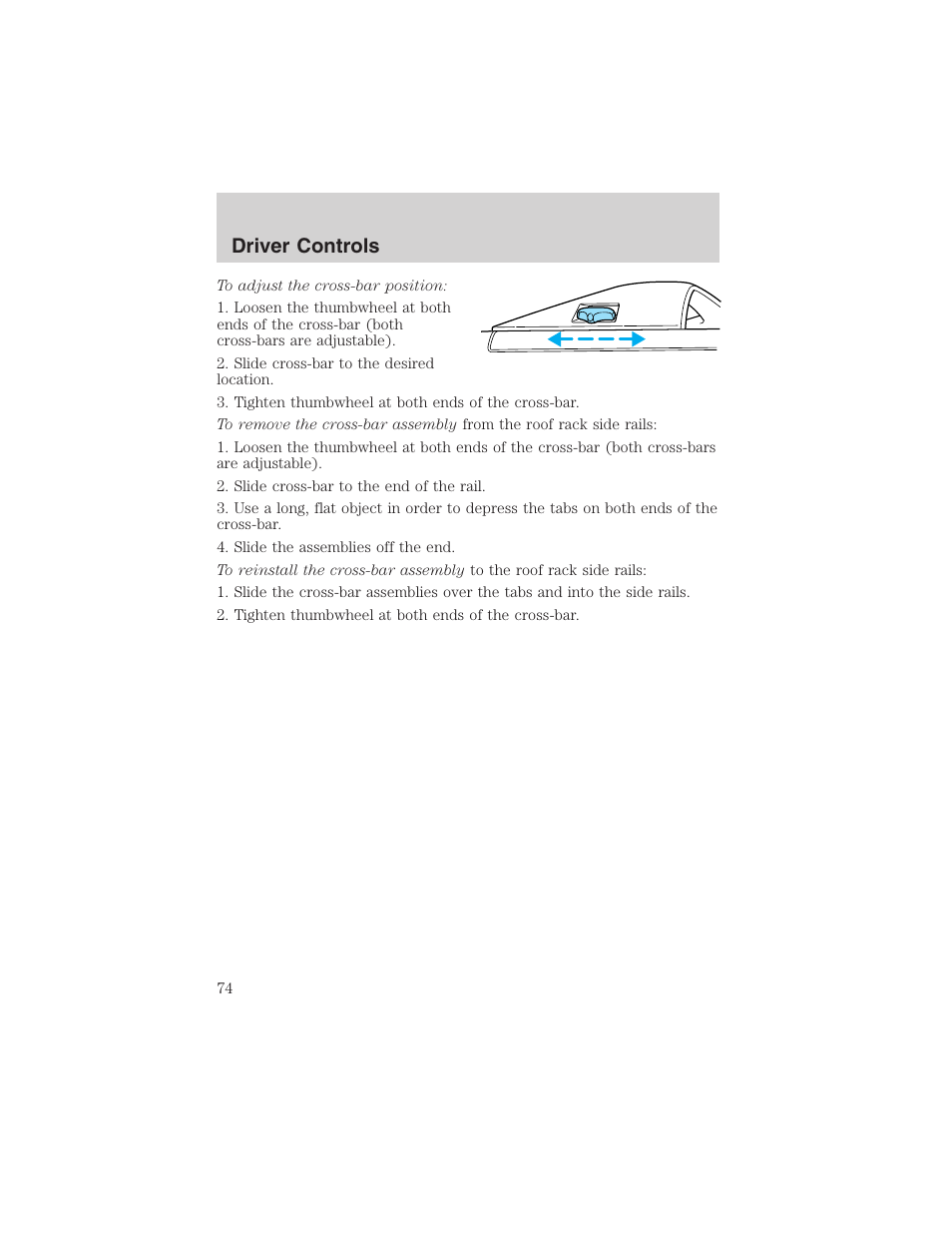 Driver controls | FORD 2003 Windstar v.1 User Manual | Page 74 / 240