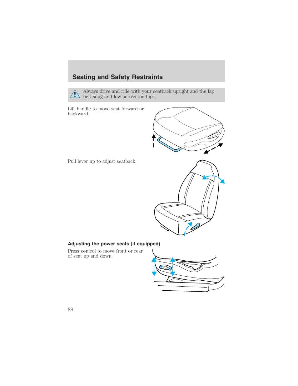 Seating and safety restraints | FORD 2003 Windstar v.1 User Manual | Page 88 / 240