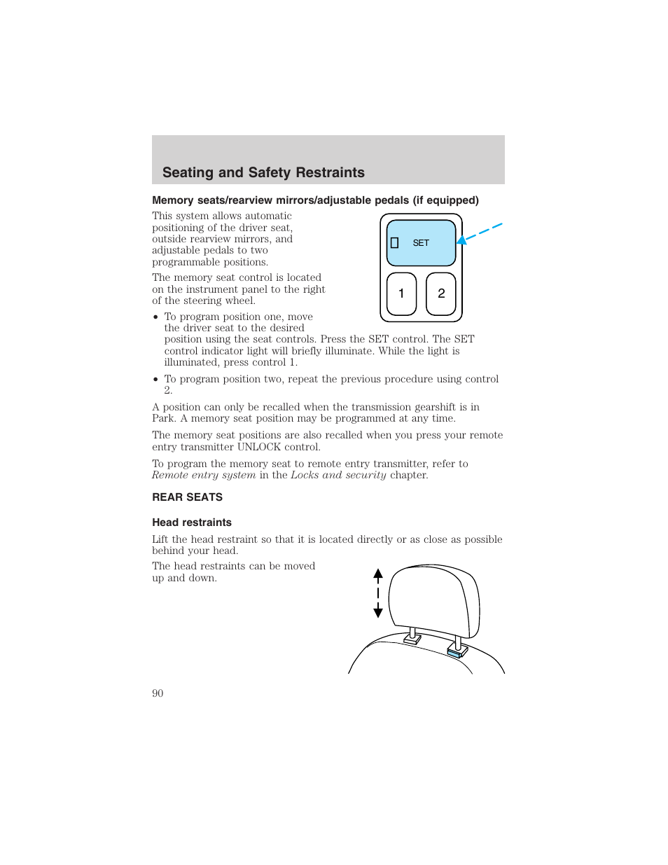 Seating and safety restraints | FORD 2003 Windstar v.1 User Manual | Page 90 / 240