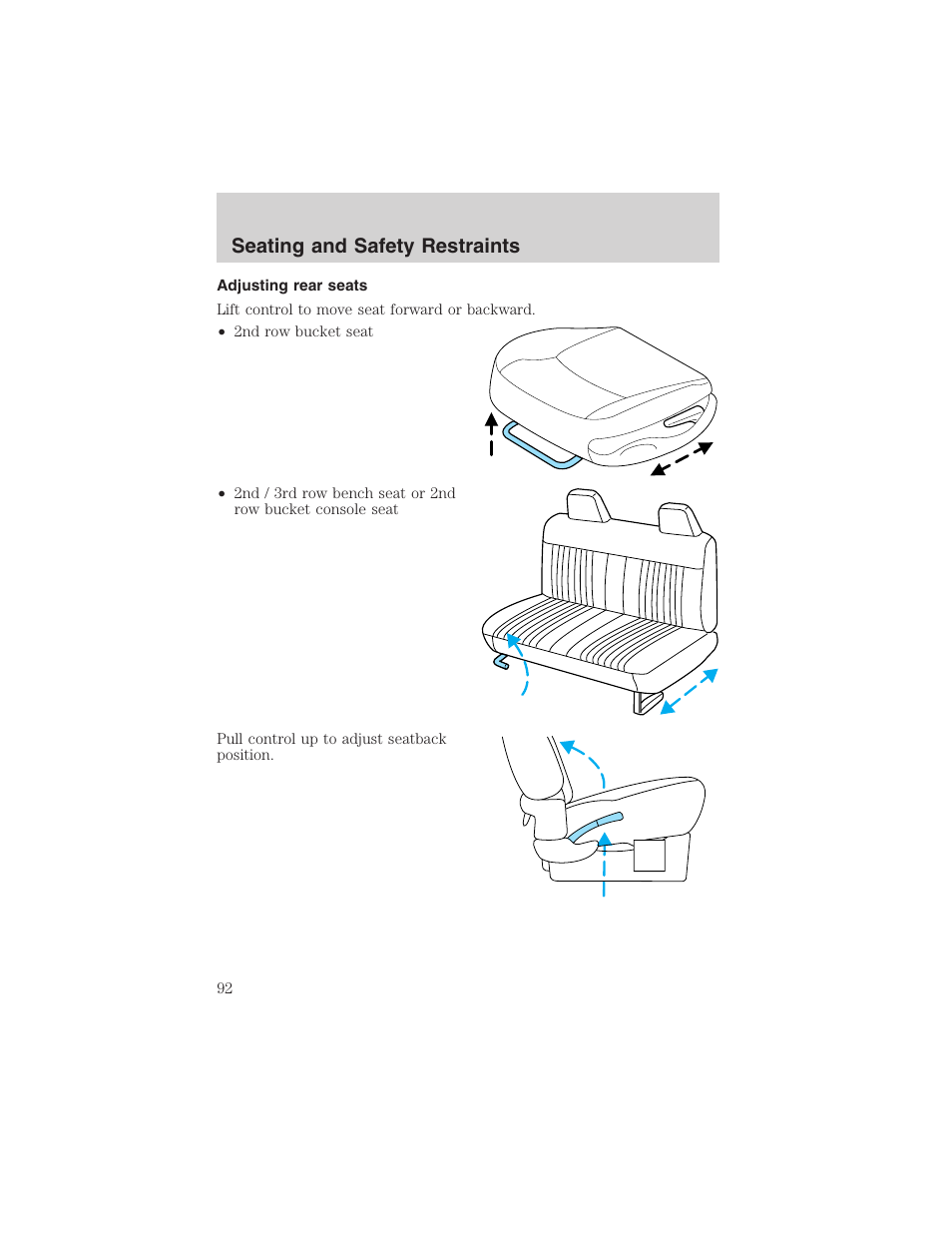 Seating and safety restraints | FORD 2003 Windstar v.1 User Manual | Page 92 / 240
