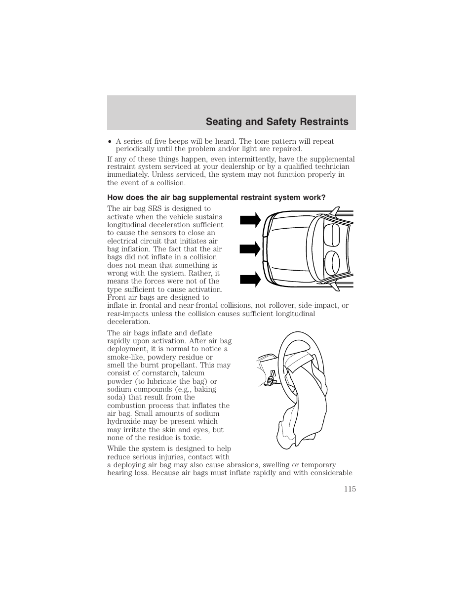 Seating and safety restraints | FORD 2003 Windstar v.2 User Manual | Page 115 / 240