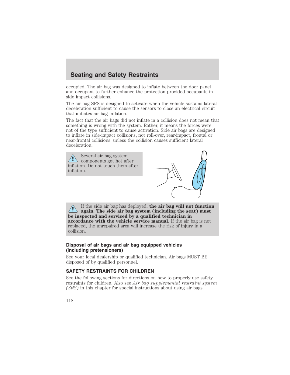 Seating and safety restraints | FORD 2003 Windstar v.2 User Manual | Page 118 / 240