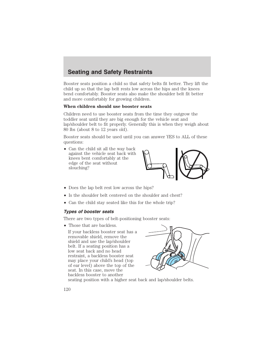 Seating and safety restraints | FORD 2003 Windstar v.2 User Manual | Page 120 / 240