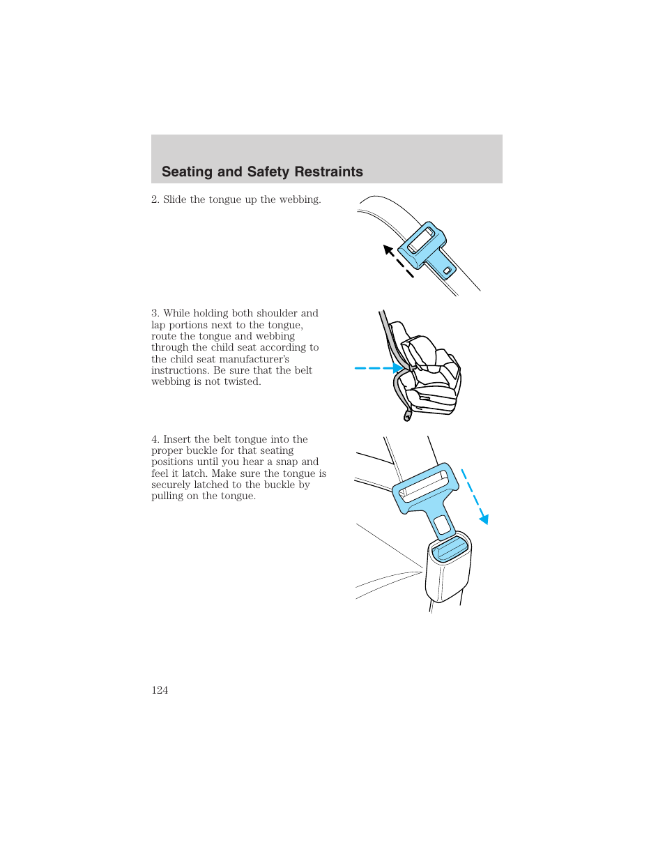 Seating and safety restraints | FORD 2003 Windstar v.2 User Manual | Page 124 / 240