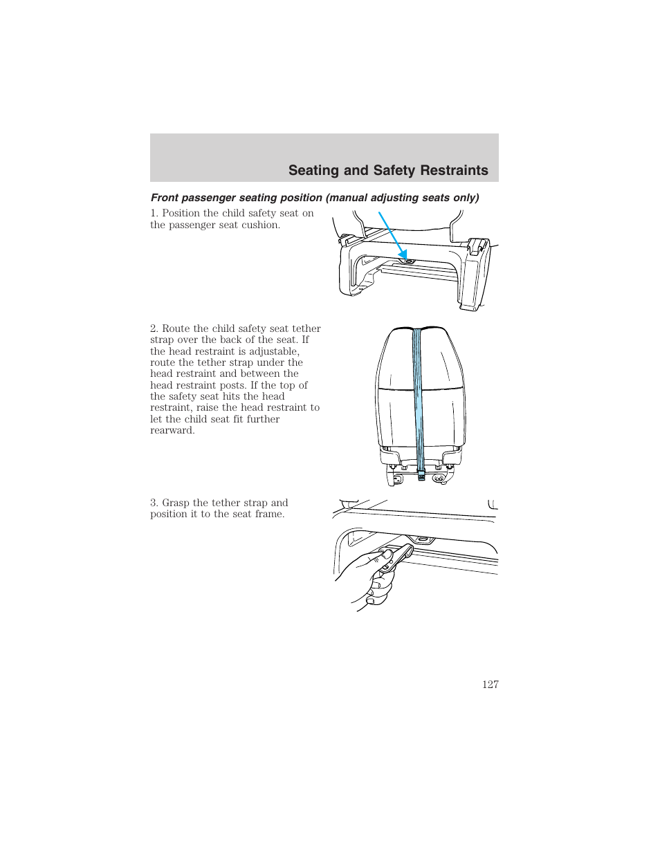 Seating and safety restraints | FORD 2003 Windstar v.2 User Manual | Page 127 / 240