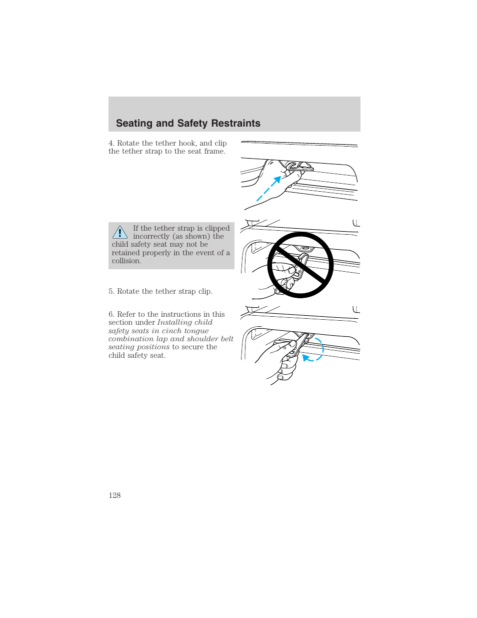 Seating and safety restraints | FORD 2003 Windstar v.2 User Manual | Page 128 / 240