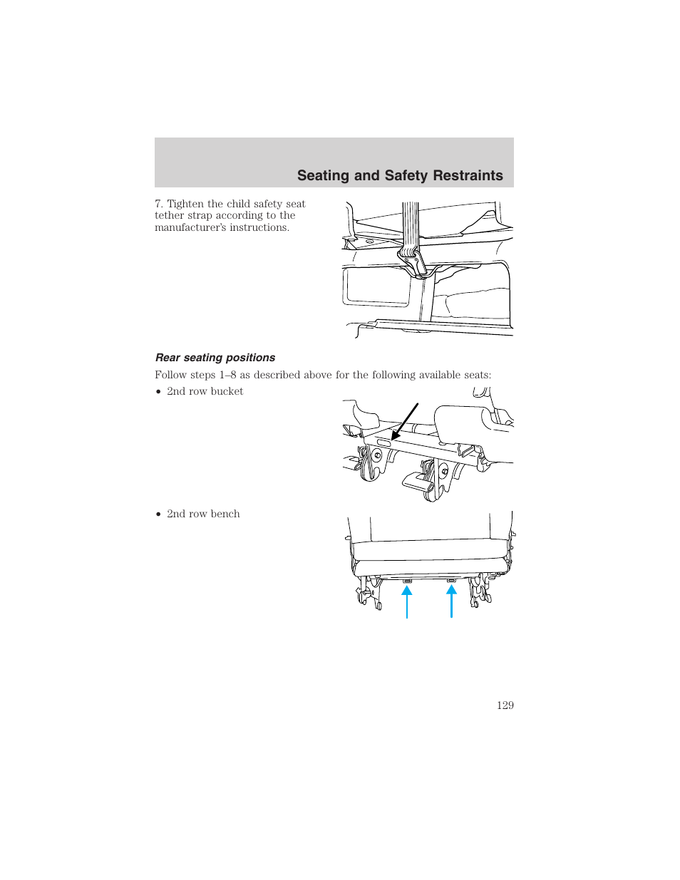 Seating and safety restraints | FORD 2003 Windstar v.2 User Manual | Page 129 / 240