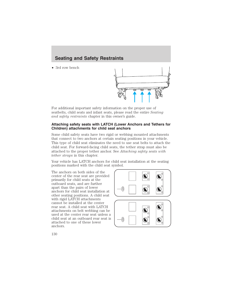 Seating and safety restraints | FORD 2003 Windstar v.2 User Manual | Page 130 / 240