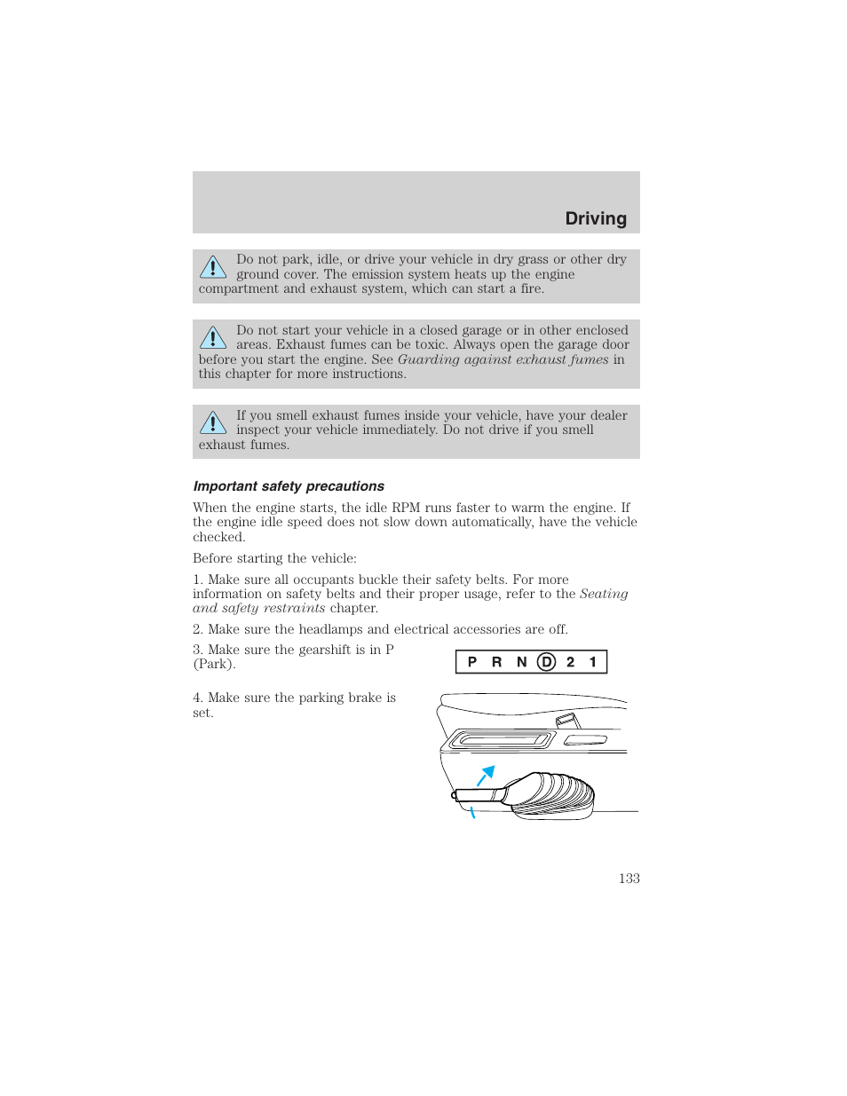 Driving | FORD 2003 Windstar v.2 User Manual | Page 133 / 240