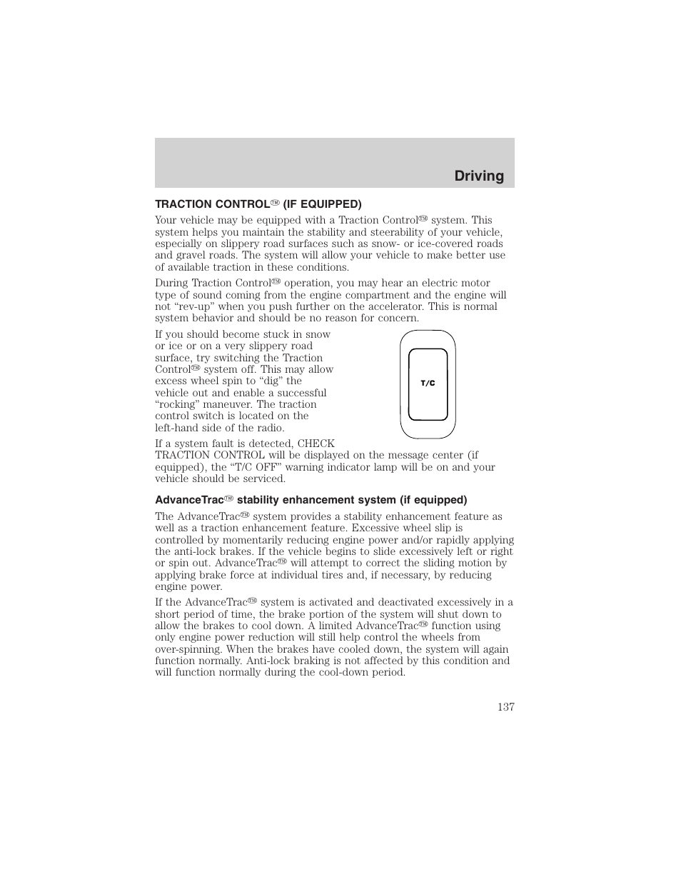 Driving | FORD 2003 Windstar v.2 User Manual | Page 137 / 240