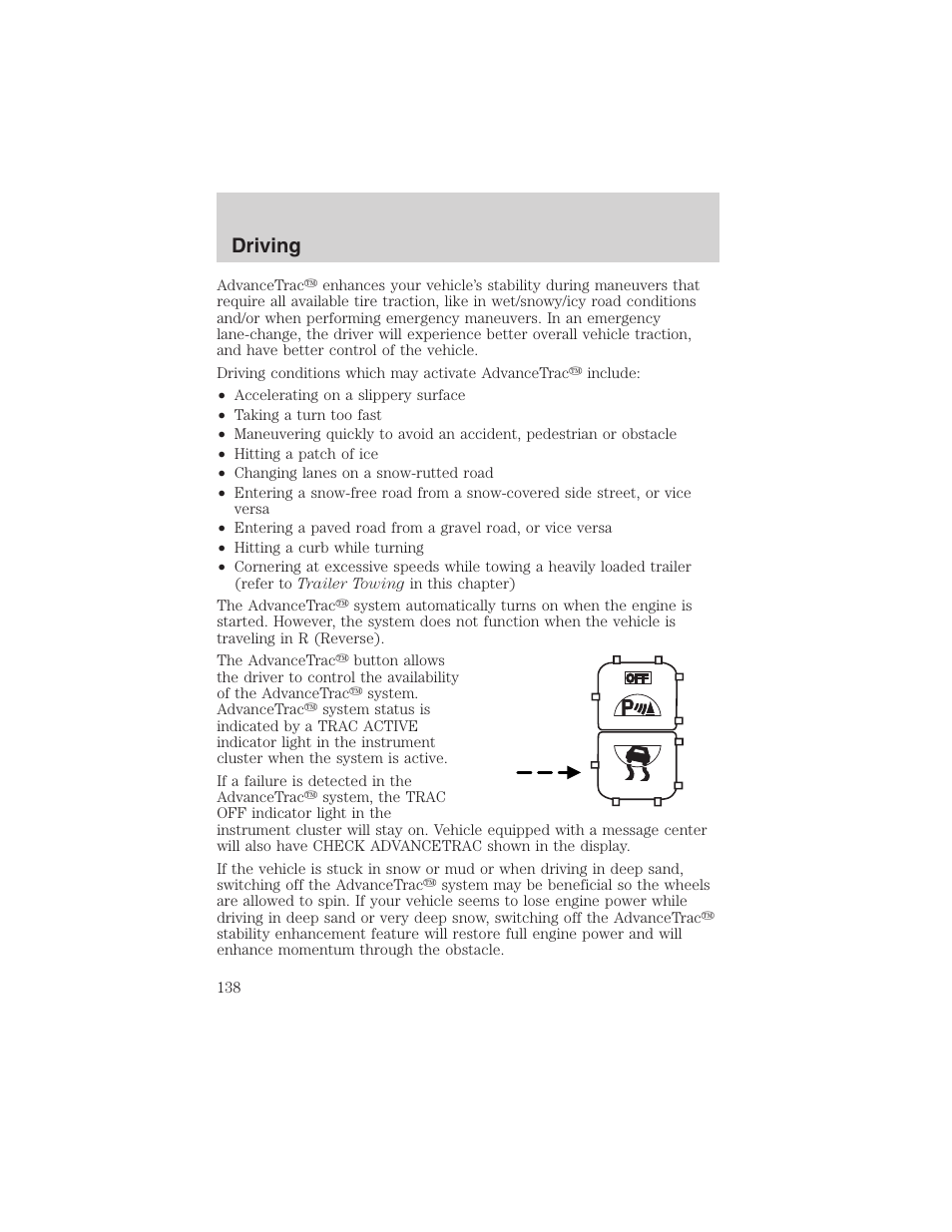 Driving | FORD 2003 Windstar v.2 User Manual | Page 138 / 240