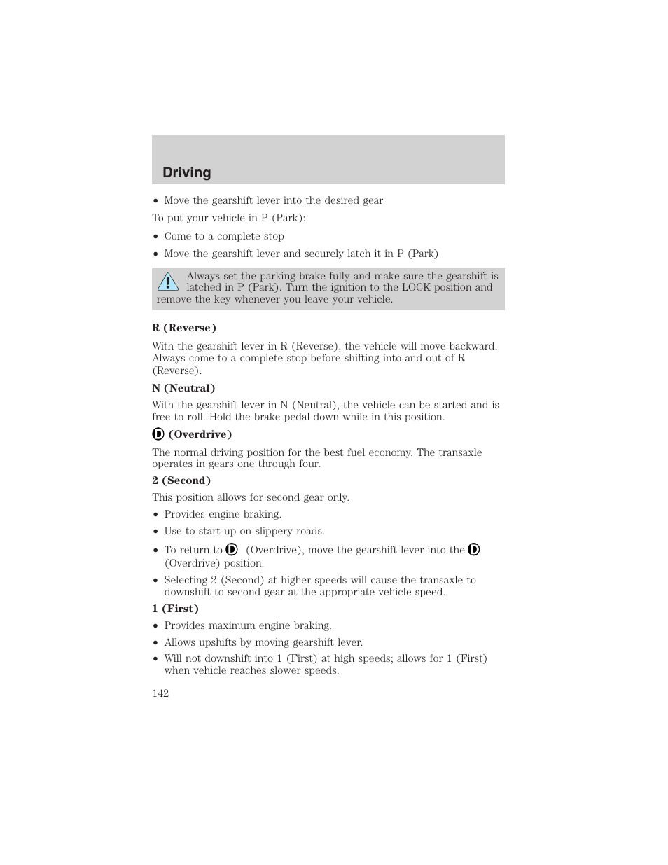 Driving | FORD 2003 Windstar v.2 User Manual | Page 142 / 240