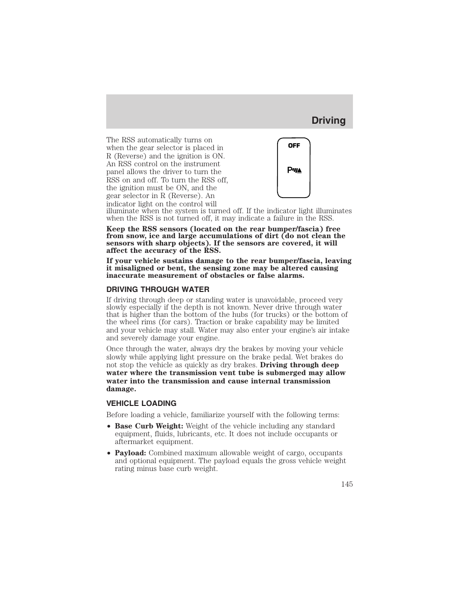 Driving | FORD 2003 Windstar v.2 User Manual | Page 145 / 240