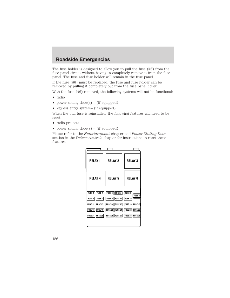 Roadside emergencies | FORD 2003 Windstar v.2 User Manual | Page 156 / 240