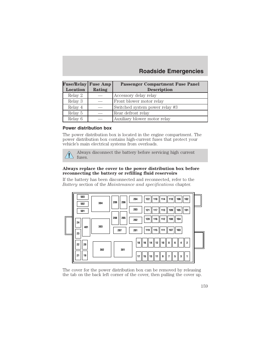 Roadside emergencies | FORD 2003 Windstar v.2 User Manual | Page 159 / 240