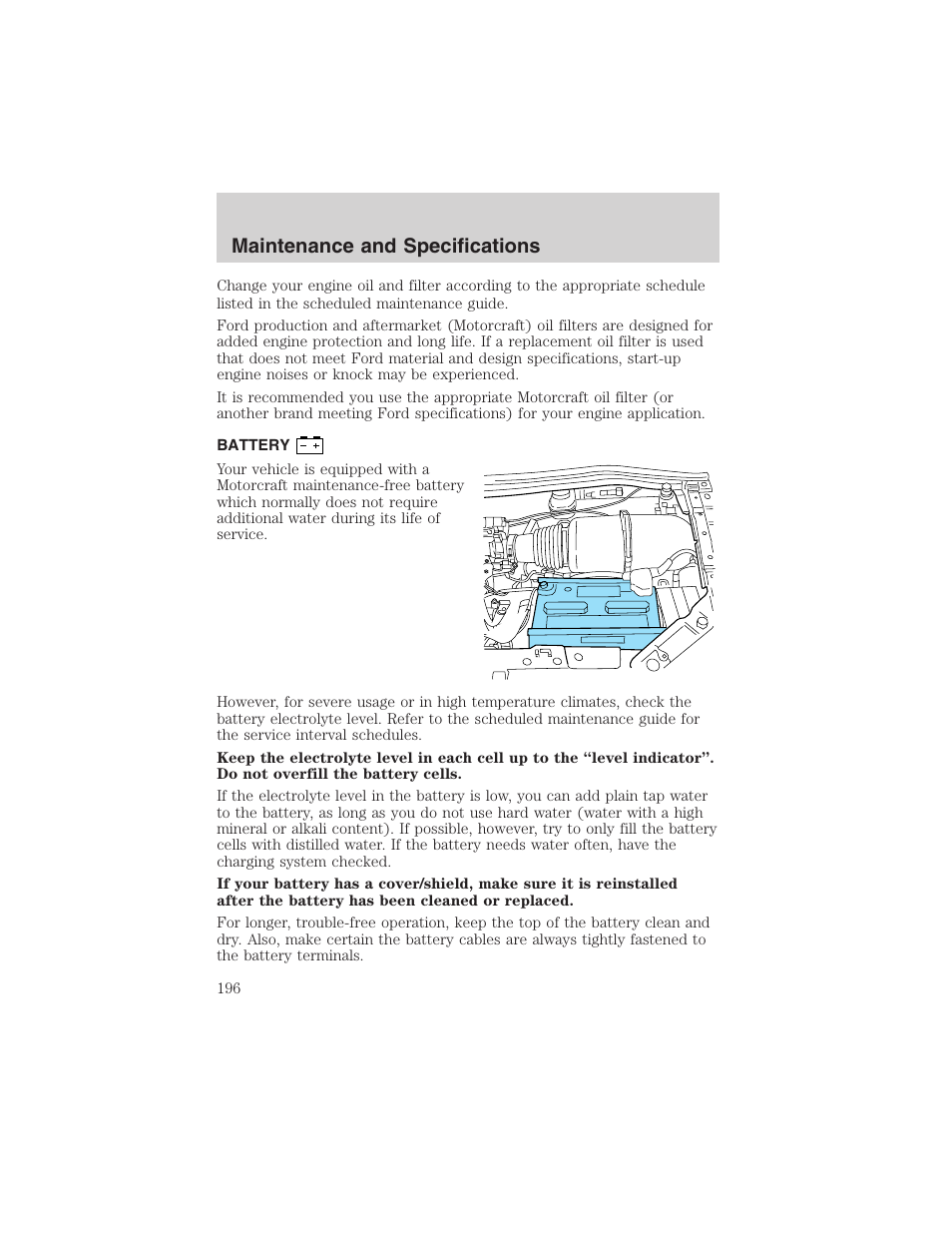 Maintenance and specifications | FORD 2003 Windstar v.2 User Manual | Page 196 / 240