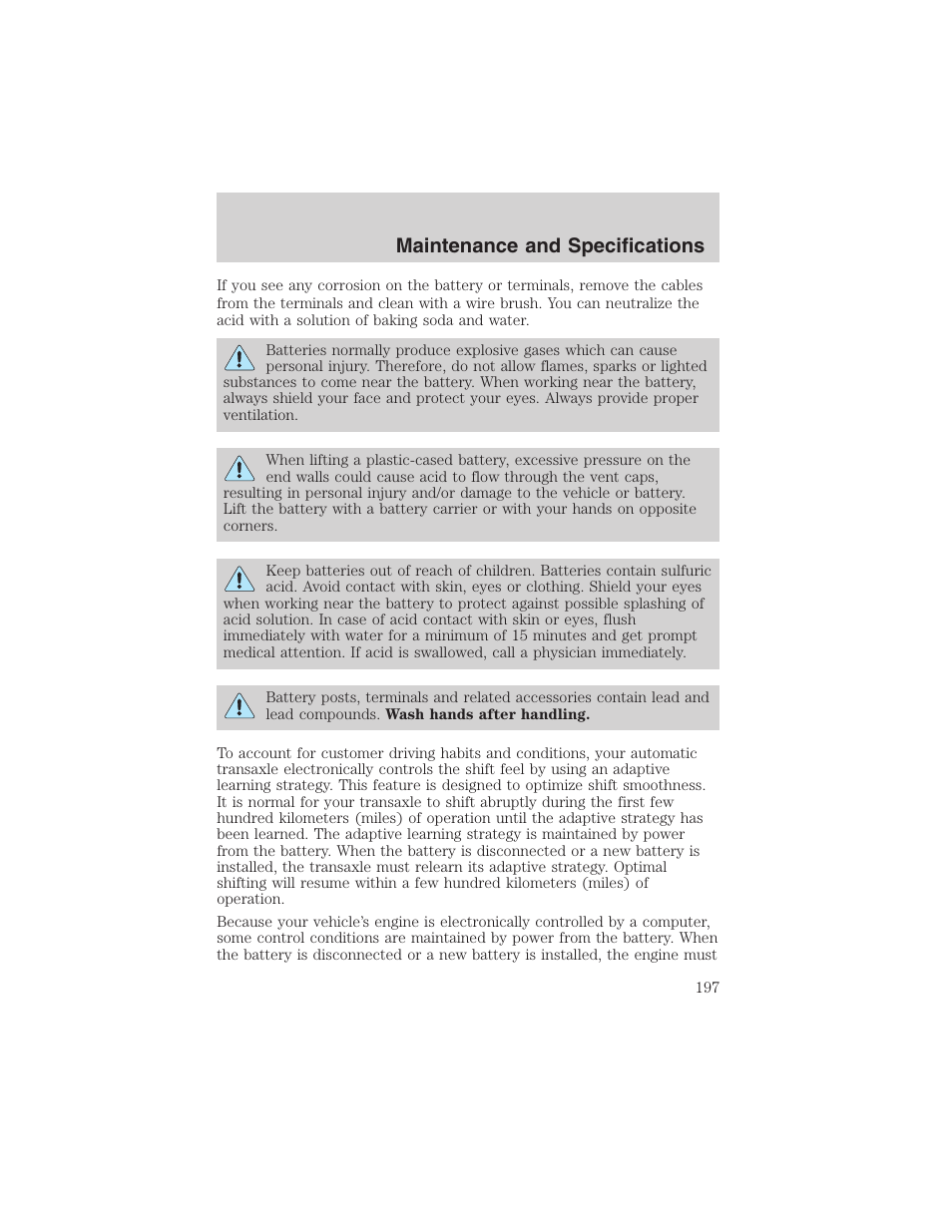 Maintenance and specifications | FORD 2003 Windstar v.2 User Manual | Page 197 / 240