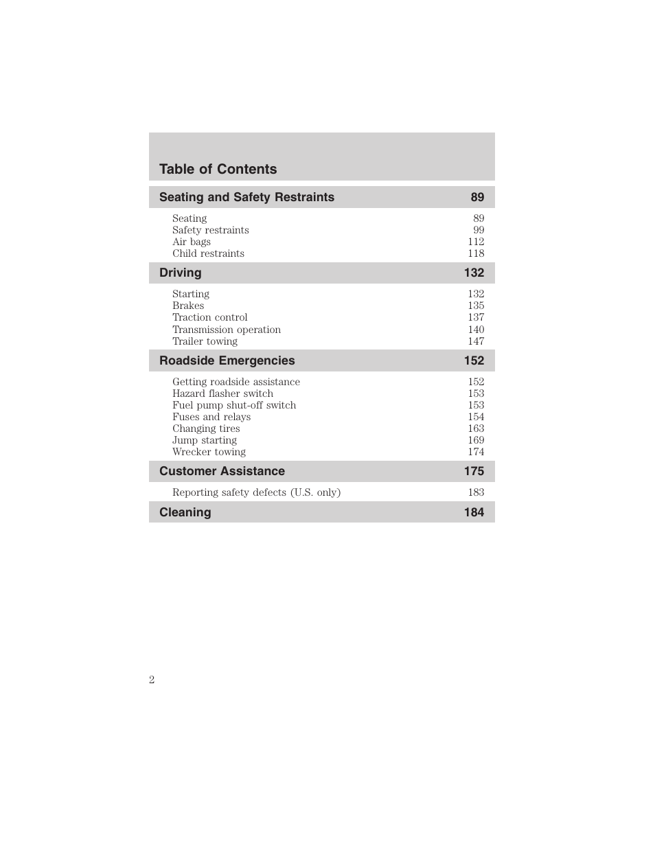 FORD 2003 Windstar v.2 User Manual | Page 2 / 240