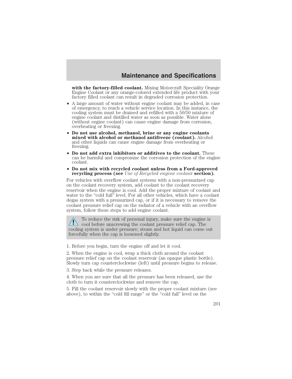 Maintenance and specifications | FORD 2003 Windstar v.2 User Manual | Page 201 / 240