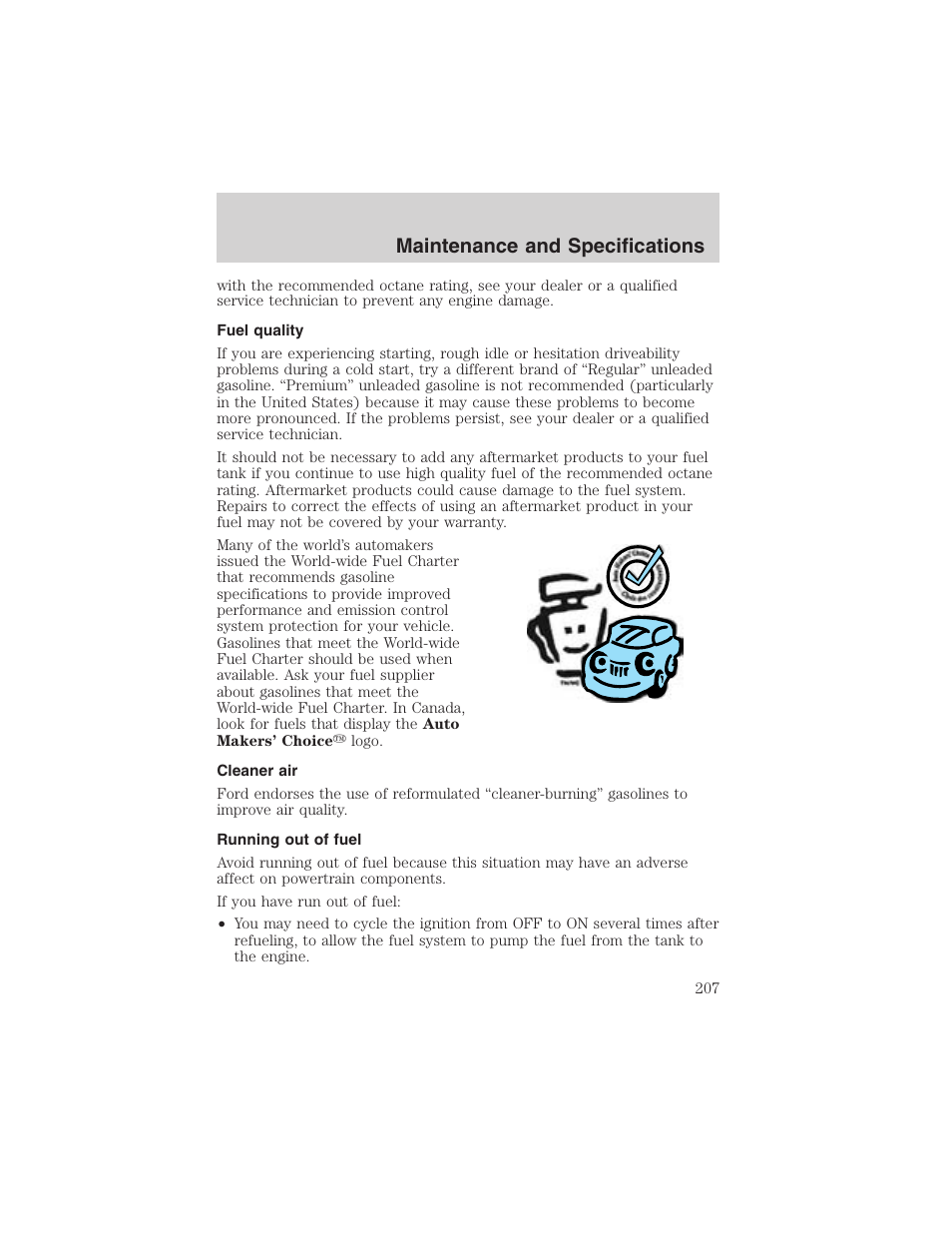 Maintenance and specifications | FORD 2003 Windstar v.2 User Manual | Page 207 / 240