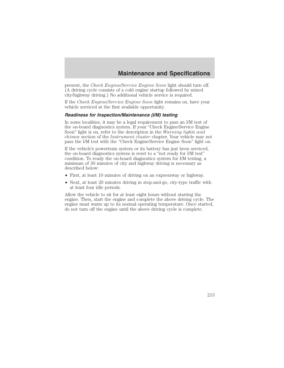 Maintenance and specifications | FORD 2003 Windstar v.2 User Manual | Page 213 / 240