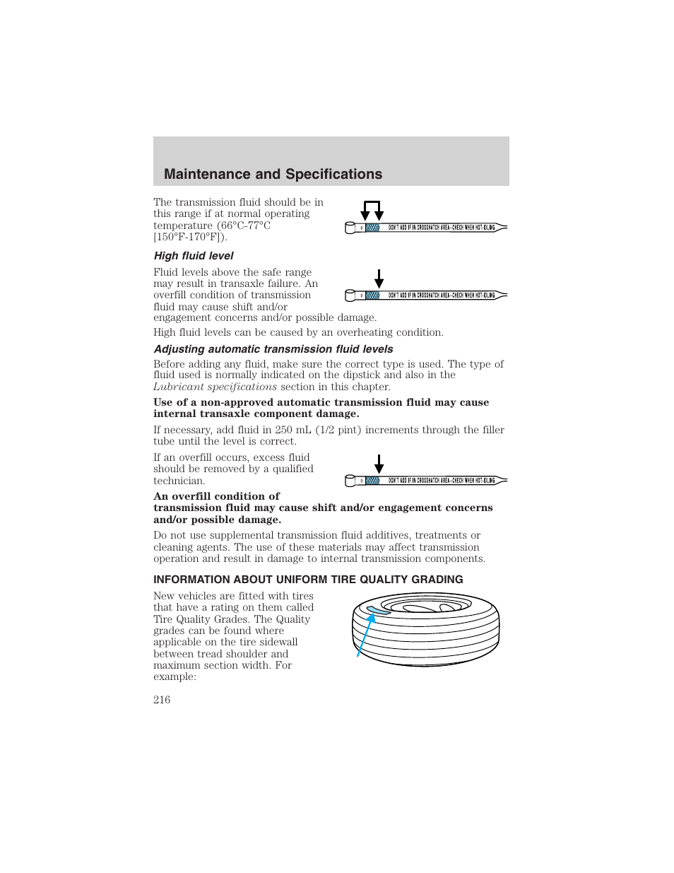 Maintenance and specifications | FORD 2003 Windstar v.2 User Manual | Page 216 / 240