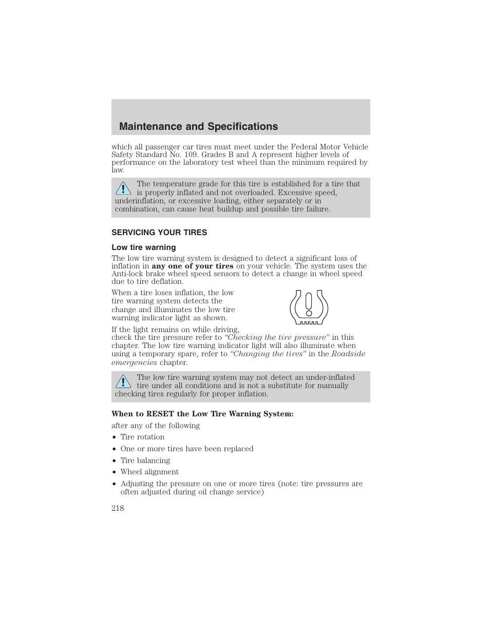 Maintenance and specifications | FORD 2003 Windstar v.2 User Manual | Page 218 / 240