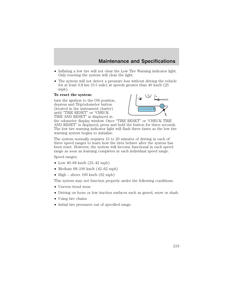 Maintenance and specifications | FORD 2003 Windstar v.2 User Manual | Page 219 / 240