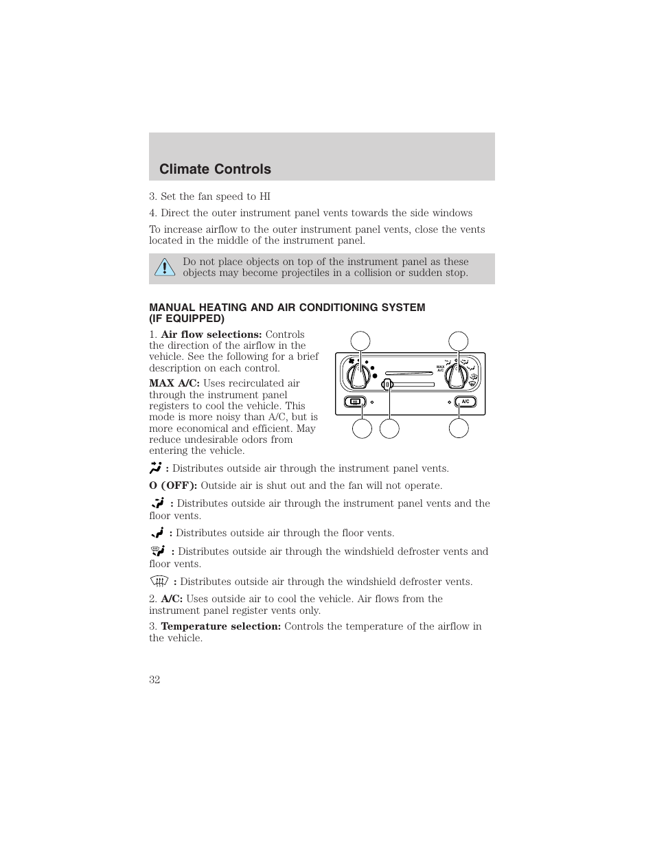 Climate controls | FORD 2003 Windstar v.2 User Manual | Page 32 / 240