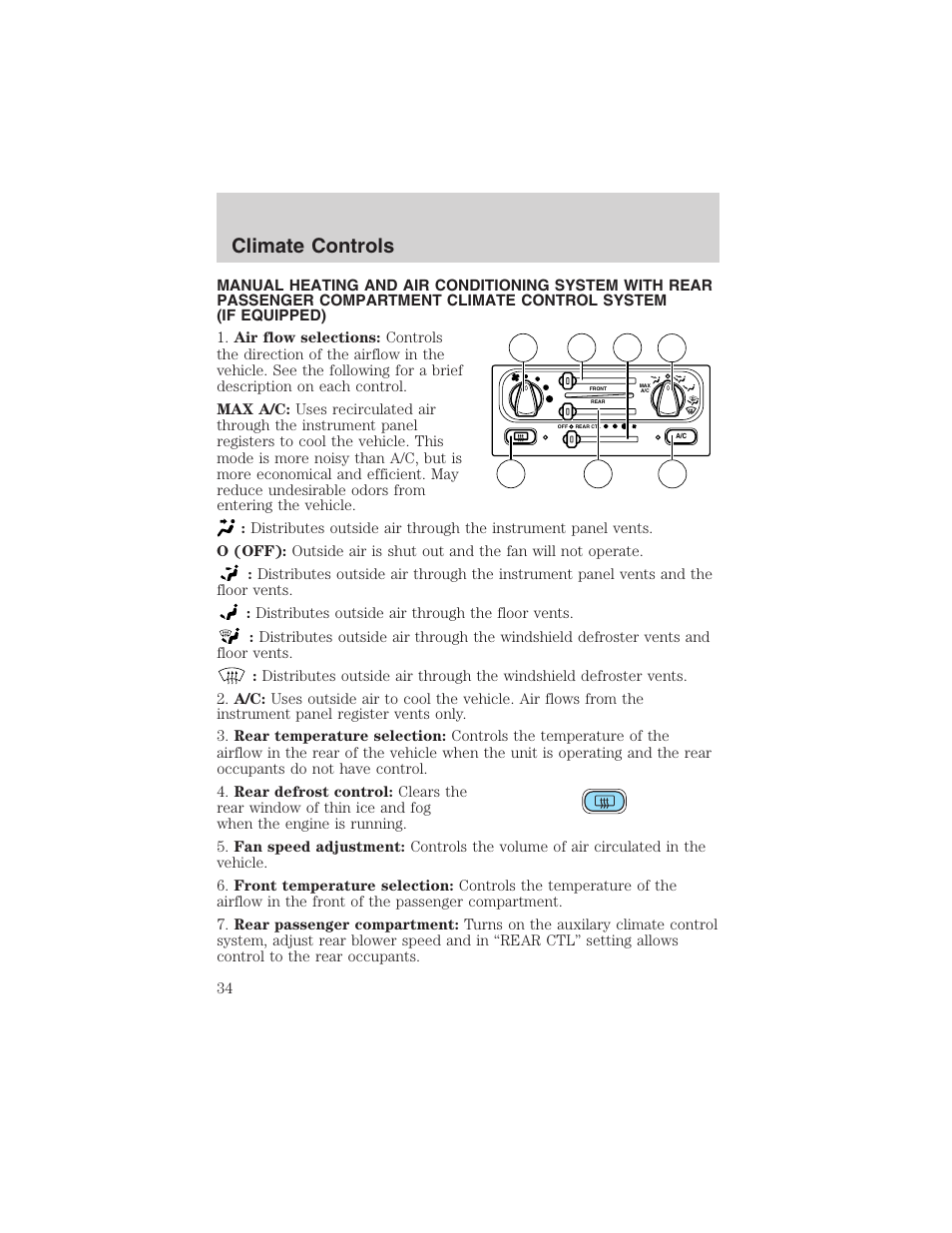 Climate controls | FORD 2003 Windstar v.2 User Manual | Page 34 / 240