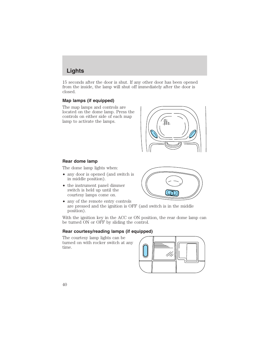 Lights | FORD 2003 Windstar v.2 User Manual | Page 40 / 240