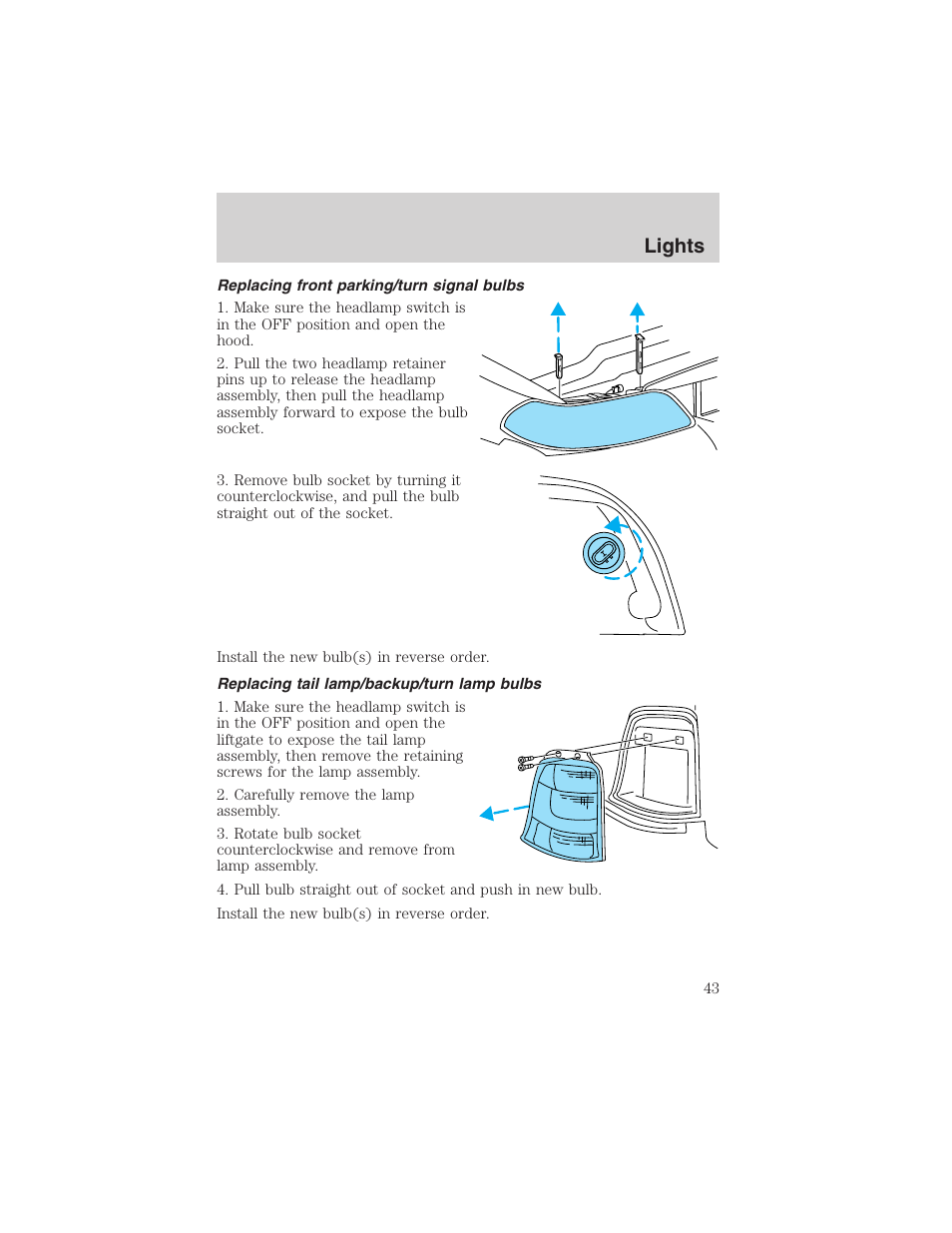 Lights | FORD 2003 Windstar v.2 User Manual | Page 43 / 240