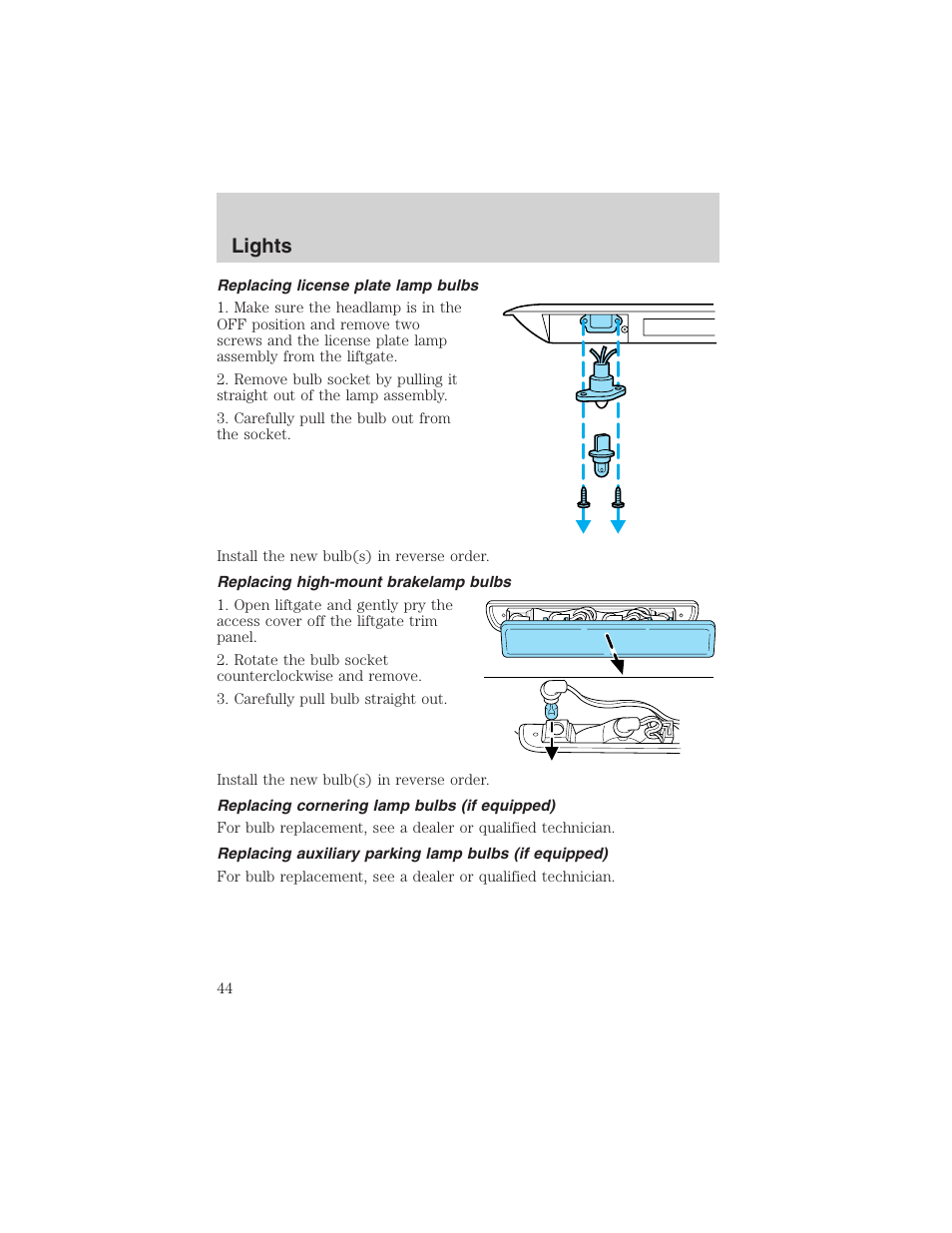 Lights | FORD 2003 Windstar v.2 User Manual | Page 44 / 240