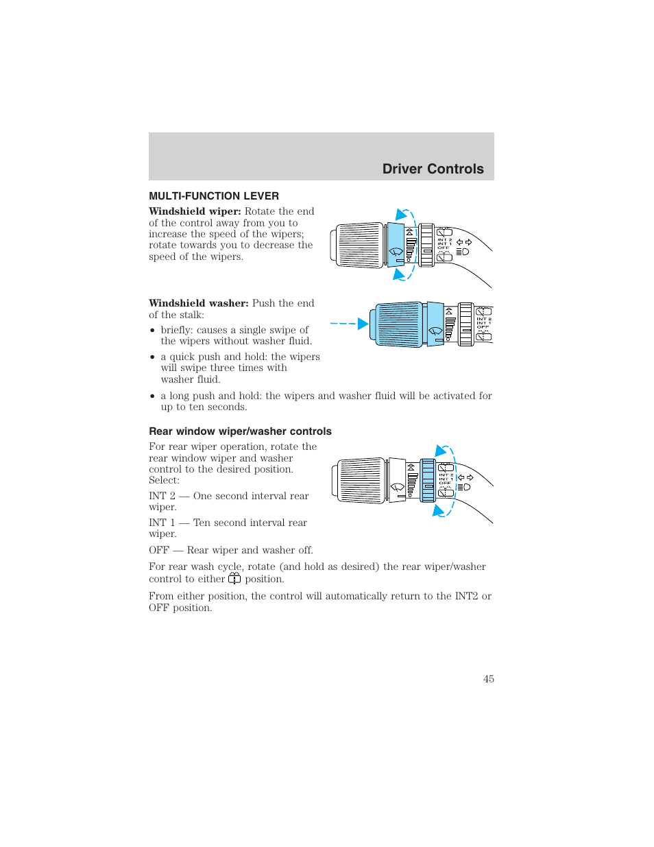 Driver controls | FORD 2003 Windstar v.2 User Manual | Page 45 / 240