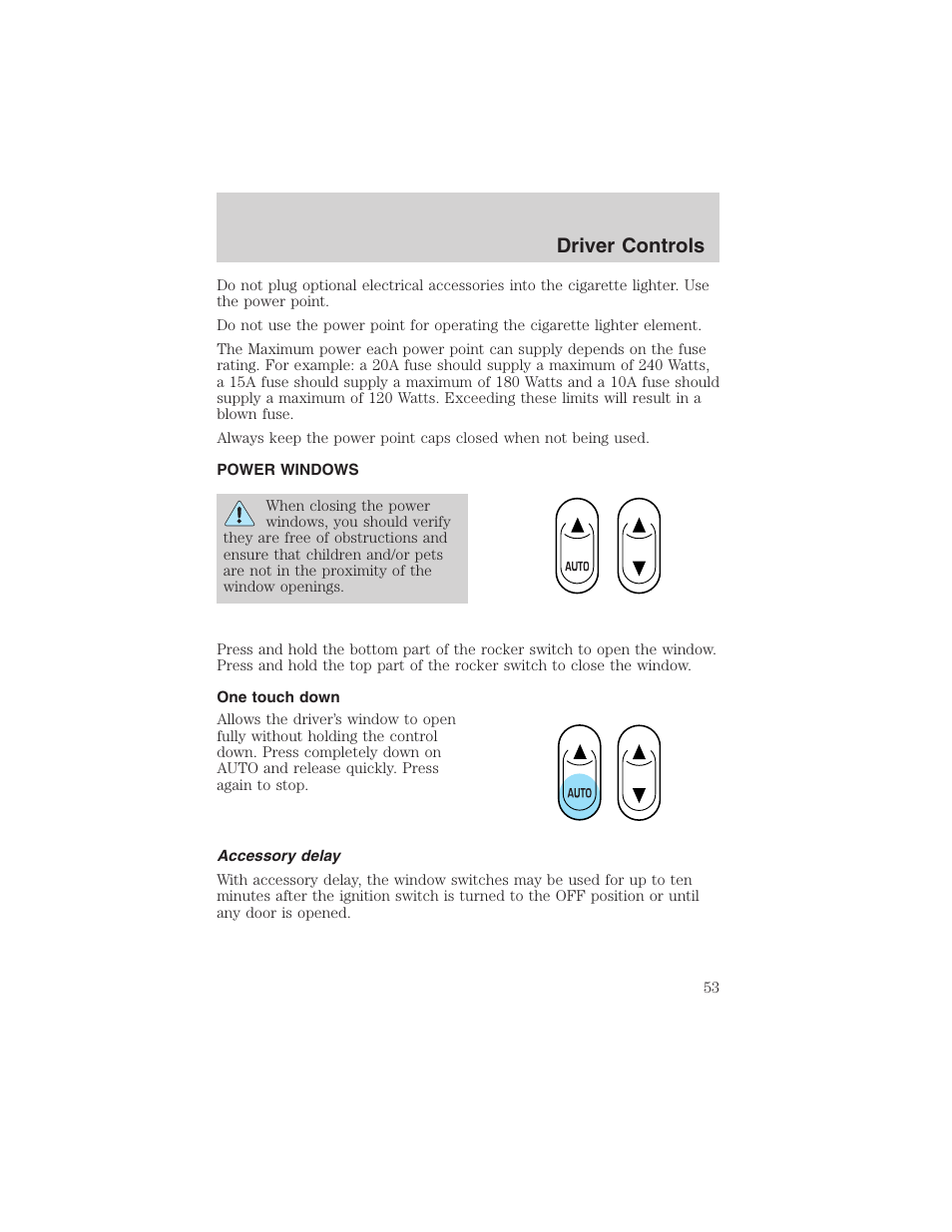 Driver controls | FORD 2003 Windstar v.2 User Manual | Page 53 / 240