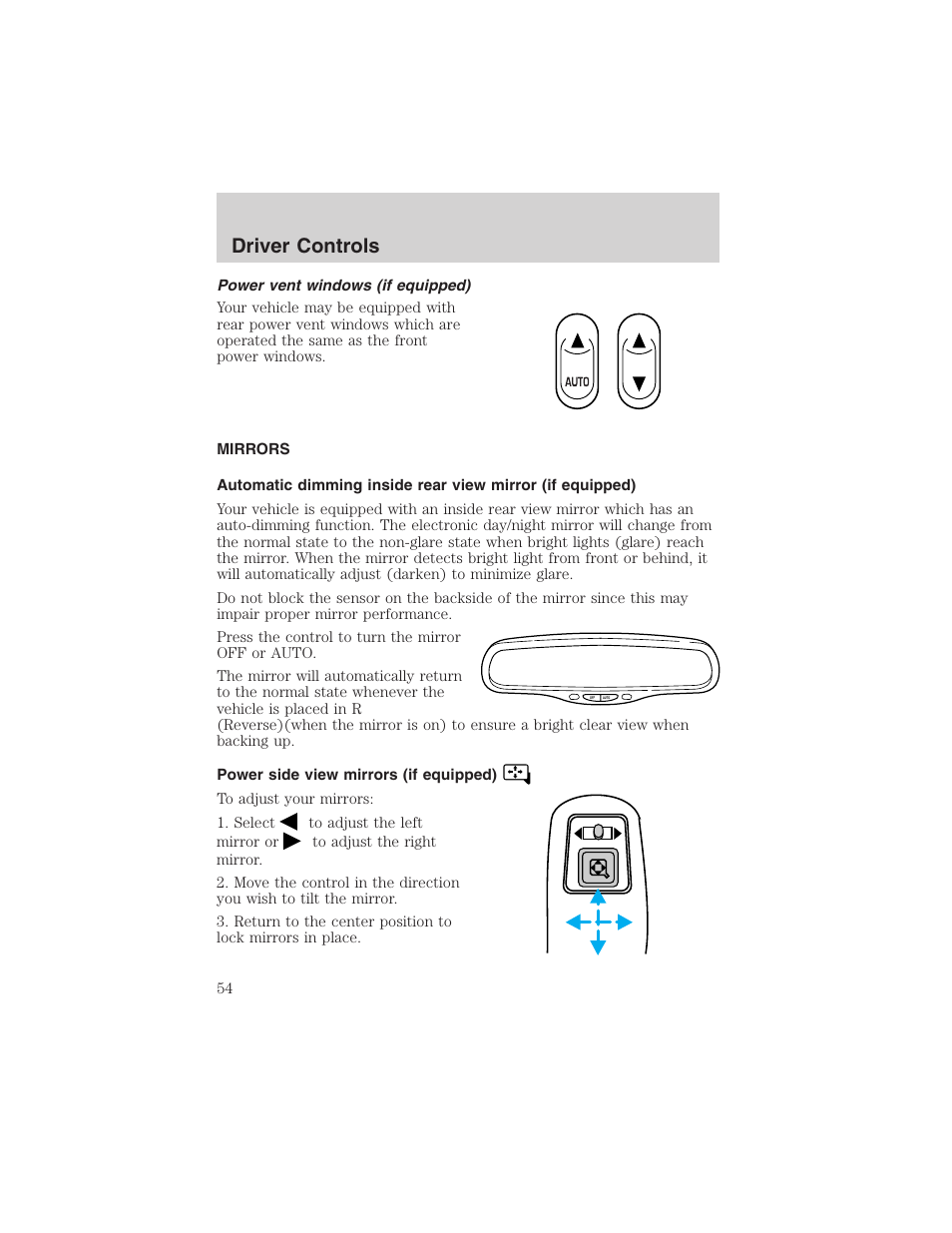 Driver controls | FORD 2003 Windstar v.2 User Manual | Page 54 / 240