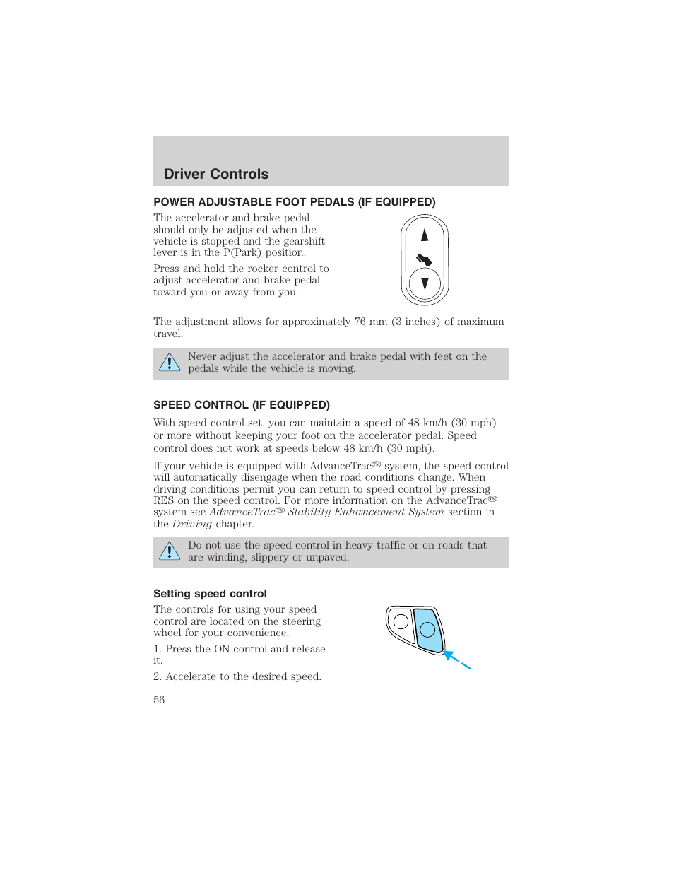 Driver controls | FORD 2003 Windstar v.2 User Manual | Page 56 / 240