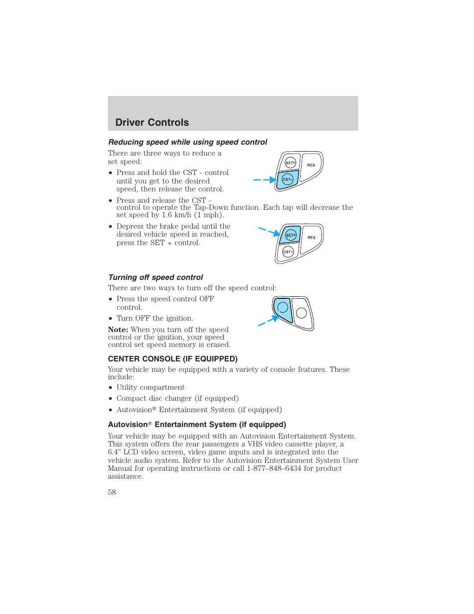 Driver controls | FORD 2003 Windstar v.2 User Manual | Page 58 / 240