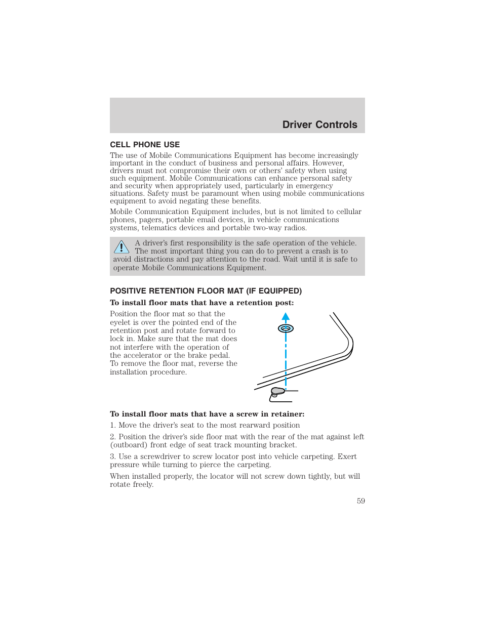 Driver controls | FORD 2003 Windstar v.2 User Manual | Page 59 / 240