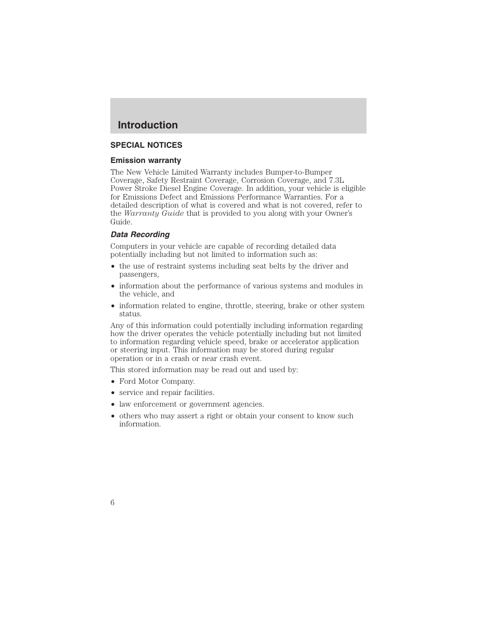 Introduction | FORD 2003 Windstar v.2 User Manual | Page 6 / 240