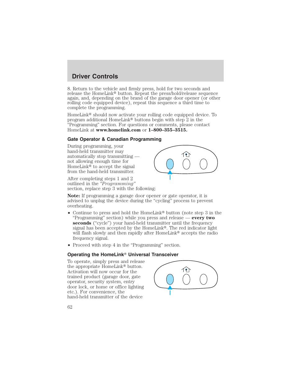 Driver controls | FORD 2003 Windstar v.2 User Manual | Page 62 / 240