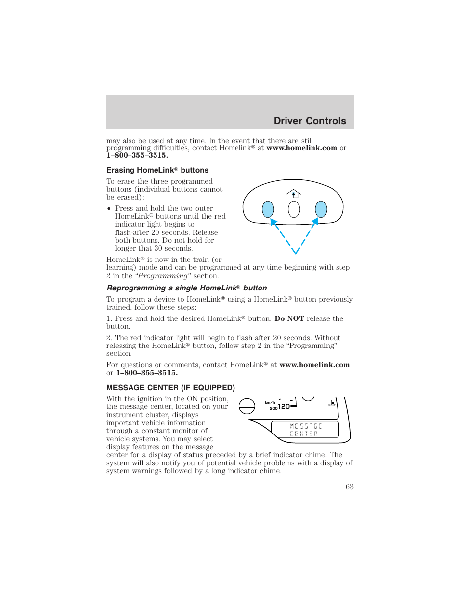 Driver controls | FORD 2003 Windstar v.2 User Manual | Page 63 / 240