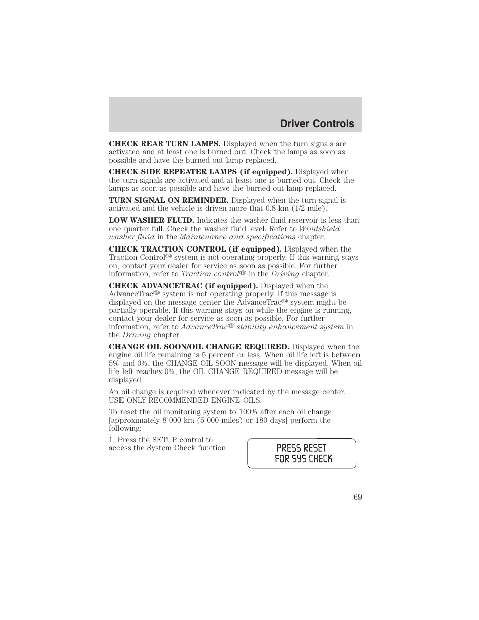 Driver controls | FORD 2003 Windstar v.2 User Manual | Page 69 / 240